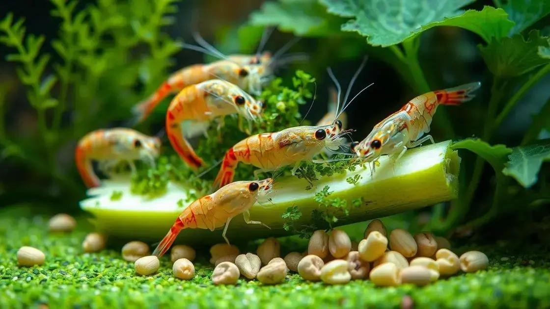 Alimentação adequada para o camarão amano